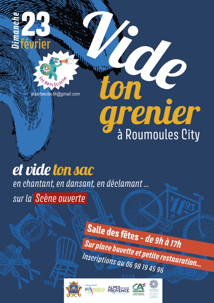 Affiche "Vide ton grenier" pour l'association Eclectik