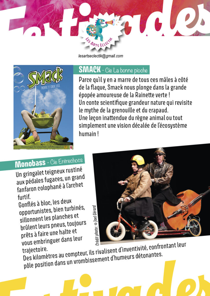 Descriptif affiche des Festivades - festival des Arts Eclectik - Flyer
